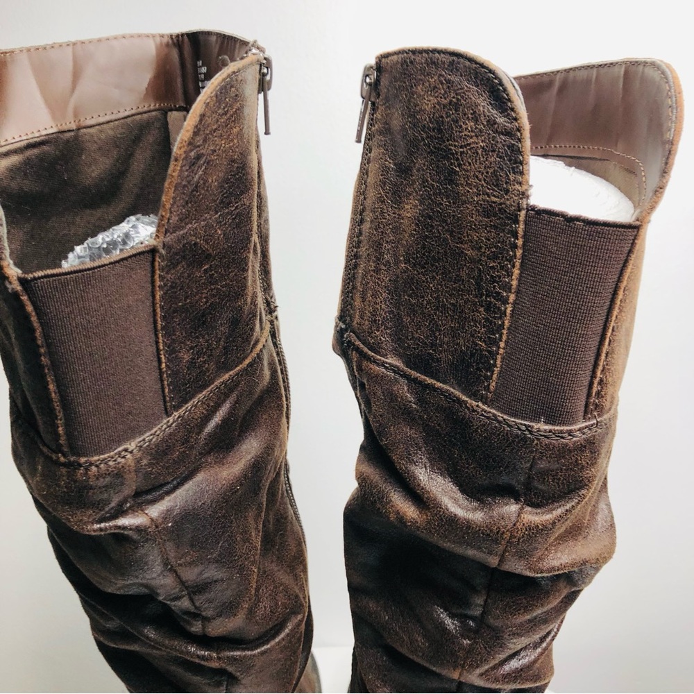 Baretraps Sonja knee mid calf brown leather like zip up boots SZ 10. R2 - Picture 6 of 10